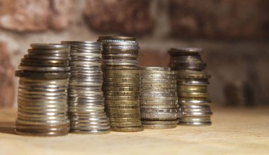 Sikke ve vintage bir tuğla yığını ters duvar