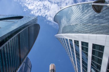 Mayıs 2019, Rusya, Moskova.İş merkezi Moskova şehrinin alt görünümü.