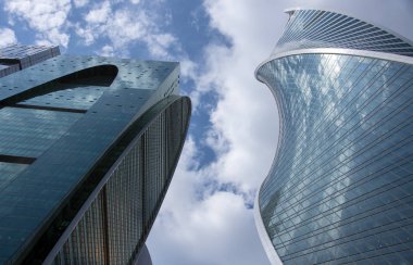 Mayıs 2019, Rusya, Moskova.İş merkezi Moskova şehrinin alt görünümü.