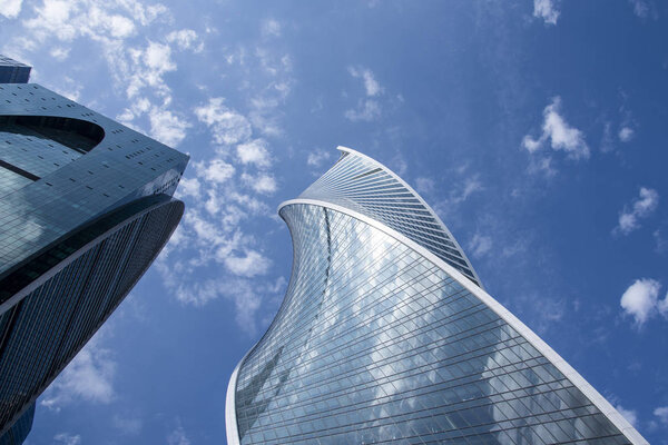 May 2019, Russia, Moscow.Bottom view of the business center