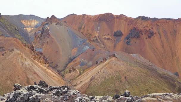 秋天的五彩缤纷的高山，冰岛，兰德曼纳拉尔 — 图库视频影像