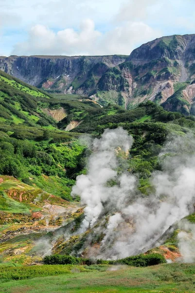 La Russie. Kamchatka. Paysages uniques de la Vallée des Geysers Photos De Stock Libres De Droits