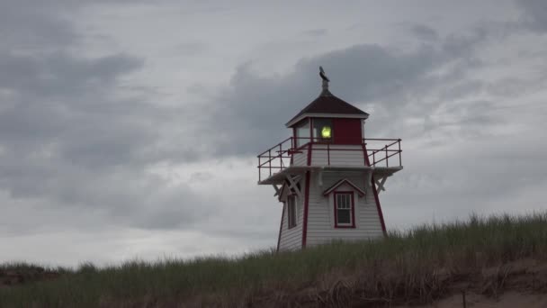 カナダだ。エドワード島王子。海のそばの灯台. — ストック動画
