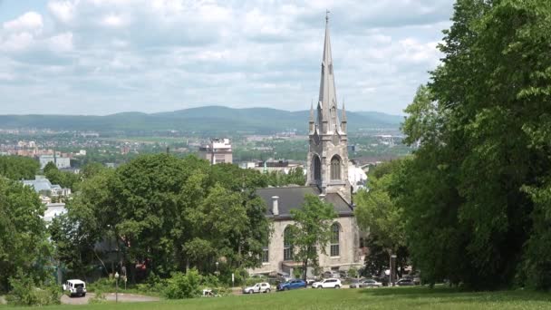 Canada. Quebec City, View of the famous Chateau Frontenac castle. Panorama of the city centre. — Stock Video