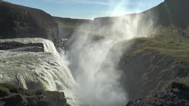 Triângulo dourado da Islândia. A Cachoeira Dourada. Gaivota — Vídeo de Stock