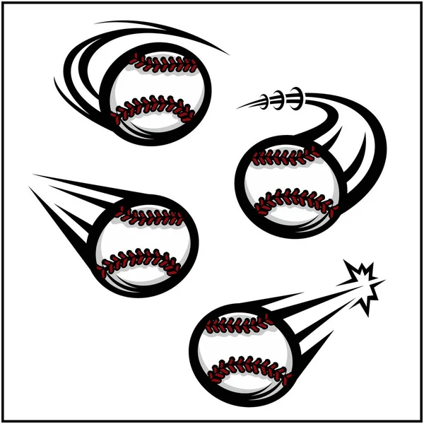 Baseball Swoosh Szett Színes Vektoros Illusztráció — Stock Vector