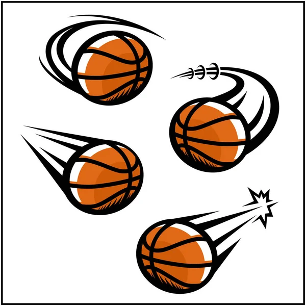 Basketbal Swoosh Set Van Kleurrijke Vector Illustratie — Stockvector