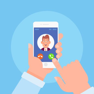 Smartphone ekran gelen arama. Düz vektör çizim.