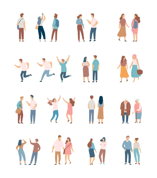 Multitud Diferentes Personas Vector Conjunto Personajes Planos Masculinos Femeninos Aislados — Archivo Imágenes Vectoriales