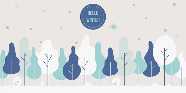 Winter Park gorizontal banner. Winter landscape Season background .Flat vector illustration.