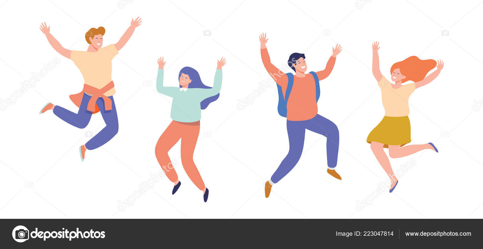 Group Young Happy Laughing People Jumping Raised Hands Friendship Vector  Stock Vector Image by ©Oksana_L #223047814