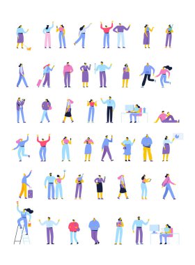 Vector people set isolated on white background. Flat cartoon characters.