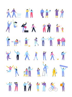 Vector people set isolated on white background. Flat cartoon characters.