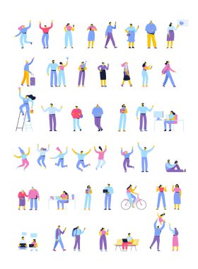 Vector people set isolated on white background. Flat cartoon characters.