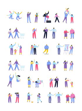 Vector people set isolated on white background. Flat cartoon characters.