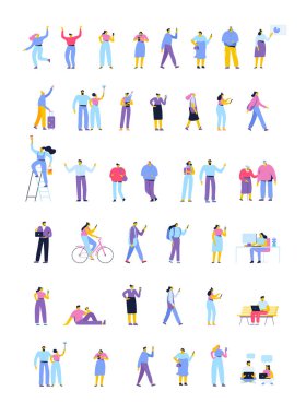 Vector people set isolated on white background. Flat cartoon characters.