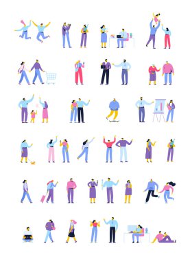 Vector people set isolated on white background. Flat cartoon characters.