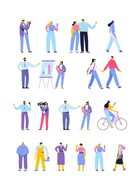 Vector people set isolated on white background. Flat cartoon characters.