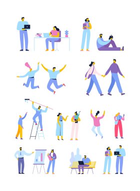 Vector people set isolated on white background. Flat cartoon characters.