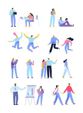 Vector people set isolated on white background. Flat cartoon characters.