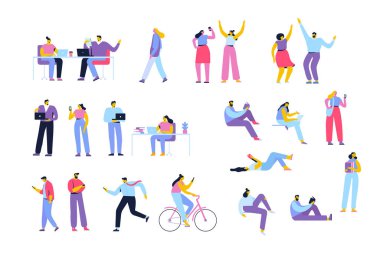 Vektör kalabalık. Farklı düz insanlar izole üzerinde beyaz arka plan belirleme.