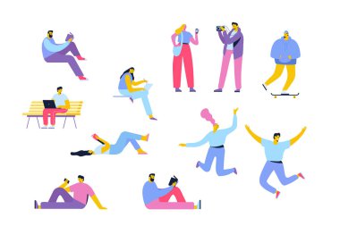 Vektör kalabalık. Farklı düz insanlar izole üzerinde beyaz arka plan belirleme.