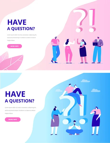 Vraag Antwoord Concept Illustratie Mensen Vragen Ter Ondersteuning Van Centrum — Stockvector