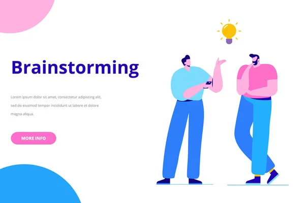 Brainstorming Kreativer Team Ideendiskussionsteilnehmer Teamdenken Und Brainstorming Analyse Von Unternehmensinformationen — Stockvektor