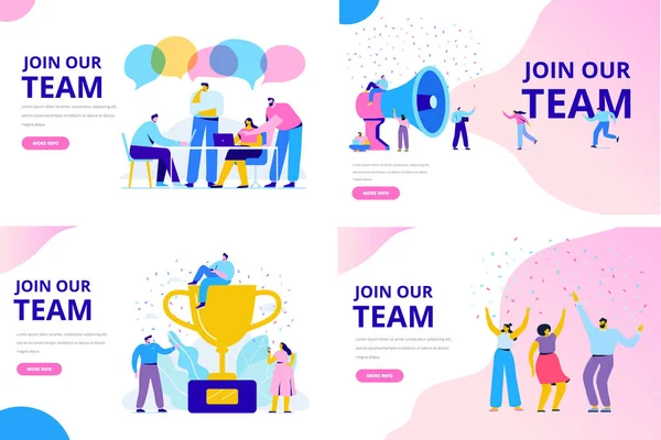 Treten Sie Unserem Team Vektor Illustrationskonzept Bei Menschen Zusammen Teamwork — Stockvektor