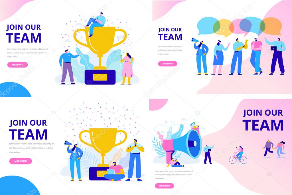 Join our team vector illustration concept. People together, teamwork. Flat style  illustration for web.