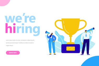 Düz vektör illüstrasyon kavramı işe vardır. İş adamları, çift. İş işe alım karakterler.