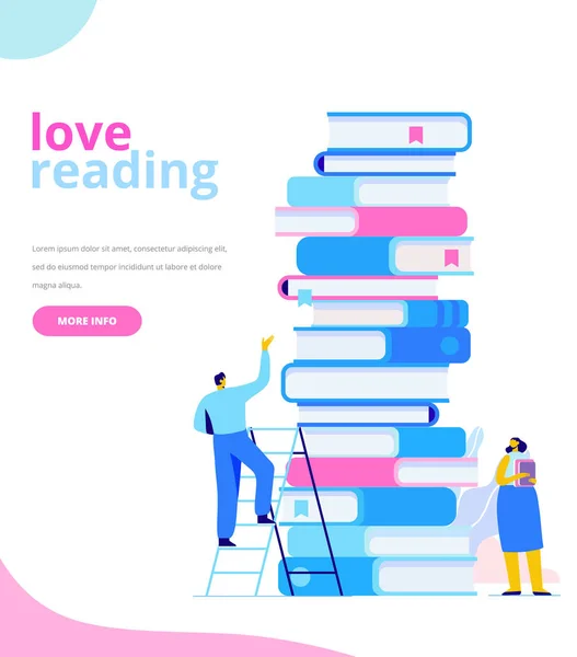 Oameni Cărora Place Citească Conceptul Reading Books Oamenii Citesc Lângă — Vector de stoc