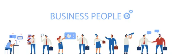 Bannière Horizontale Business People Équipe Affaires Travail Équipe Remue Méninges — Image vectorielle