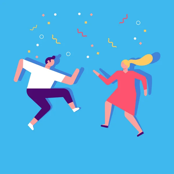 Άντρας Και Γυναίκα Απολαμβάνουν Πάρτι Χορού Χαίρομαι Που Χορεύω Και — Διανυσματικό Αρχείο