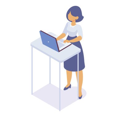 izometrik vektör karikatür iş kadını