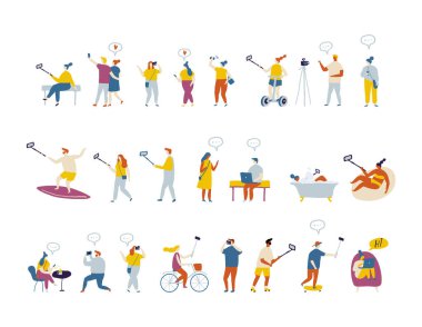 Video blogcusu Düz Vektör Ayarladı