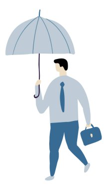 Yağmur, Şemsiyeli İnsanlar Düz Vektör