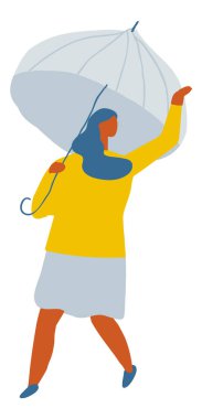 Yağmur, Şemsiyeli İnsanlar Düz Vektör