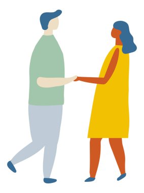 Çift, ilişki, aşk, randevu, Mutlu Düz Vektör