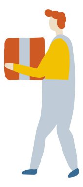 Adamım, Guy Box Teslimat Düz Karakter Vektörü