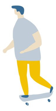 Kaykaylı Adam Düz Vektör