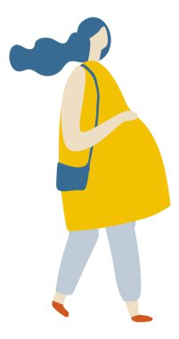 Hamile Kadın Düz Karakter Düz Vektörü