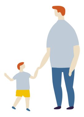 Küçük Oğlu Düz Karakter Vektörü Olan Baba