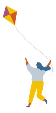 Uçurtma Düz Vektörü Olan Kız