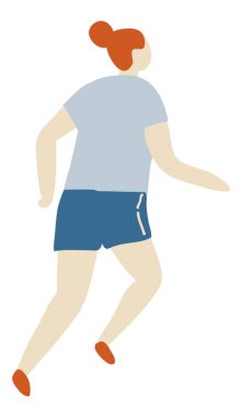 Koşan Kız Düz İnsanlar Vektörü