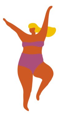 Plaj düz vektöründe mayo giyen kız.