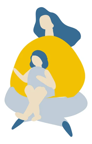 Mère Avec Enfant Caractère Plat Vecteur Plat — Image vectorielle