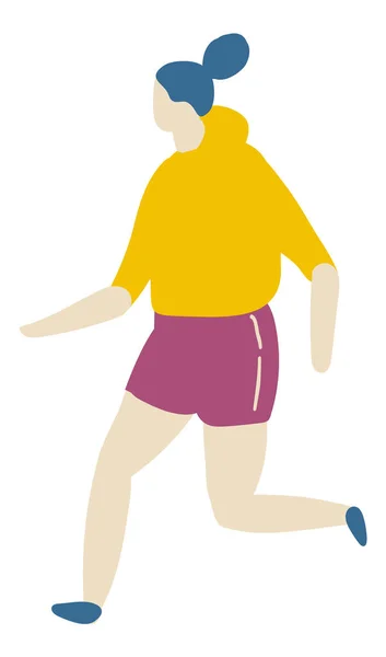 Jogging Girl Flat People Vector Plano — Vector de stock