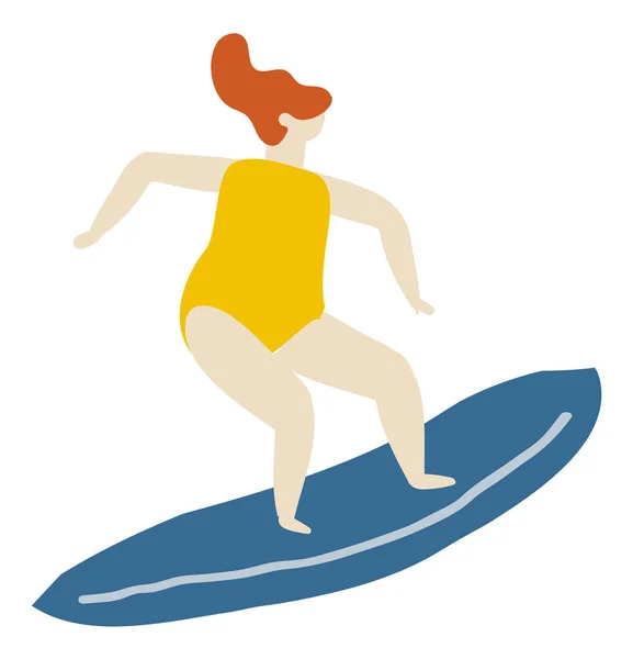 Summer Girl Surfeur Mer Vacances Plage Plat Vecteur — Image vectorielle