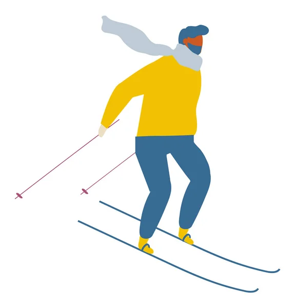 Winter Man Skiing Flat Vector